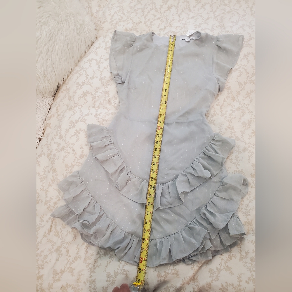 Flavlux Powder Blue Backless Ruffle Dress L - Picture 4 of 9